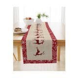 Evmila Yılbaşı Temalı Geyik Desenli Kadife Runner, Çok Renkli, 40 x 140, 9189