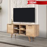 Evmo 3322 Sina 130 Cm ( Ahşap Ayakli , Metal Kulplu ) Tv Ünitesi , Safir , Tv Sehpası , Salon Meşe