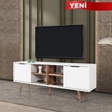 Evmo 3618 Sina 160 Cm ( Ahşap Ayakli , Metal Kulplu ) Tv Ünitesi , Beyaz - Söğüt