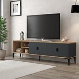 Evmo 3805 Era Tv Ünitesi 180 Cm 2 Kapaklı Raflı Sepet - Antrasit Tv Sehpası