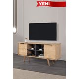 Evmo Home 3319 Sina TV Ünitesi 130 Cm ( AHŞAP AYAKLI , METAL KULPLU ) , Safir - Antrasit , Tv Sehpası , Salon