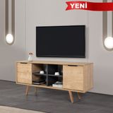 EVMO Home 3319 Sina Tv Ünitesi 130 cm ( Ahşap Ayaklı , Metal Kulplu ), Safir - Antrasit