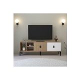 Evmo Home 3506 Era Tv Ünitesi 150 Cm Kapaklı Raflı Sepet - Yunus - Beyaz Tv Sehpası