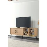 Evmo Home 3610 Şile Metal Ayaklı Metal Kulplu 160 Cm Tv Ünitesi - Ahşap Safir