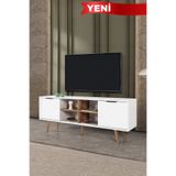 Evmo Home 3618 Sina TV Ünitesi 160 Cm ( AHŞAP AYAKLI , METAL KULPLU ) Beyaz - Söğüt