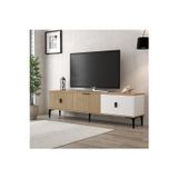Evmo Home 3802 Neva Tv Ünitesi 180 Cm Kapaklı Ahşap - Beyaz - NaturalTv Sehpası