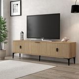 EVMO Home 3803 Neva 180 cm Suntalam Malzeme 3 Kapaklı Sepet Ceviz Renk Modern TV Ünitesi