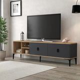 Evmo Home 3805 Era Tv Ünitesi 180 Cm 2 Kapaklı Raflı Sepet - Antrasit