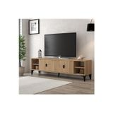 Evmo Home 3807 Deren Tv Ünitesi 180 Cm 2 Kapaklı Raflı NaturalTv Sehpası