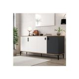 Evmo Home 4002 Neva Konsol 180 Cm Natural- Beyaz - Antrasit Tv Ünitesi - Yemek Odası - Kahve Köşesi