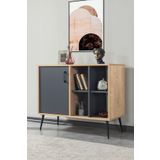 Evmo Home 4109 Şile Metal Ayaklı Metal Kulplu 100 Cm Konsol - Tv Ünitesi - Yemek Odası - Kahve Köşesi Antrasit