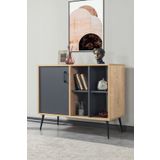 Evmo Home 4109 Şile (METAL AYAKLI,KULPLU) 100 Cm Konsol - Tv Ünitesi - Yemek Odası - Kahve Köşesi Antrasit