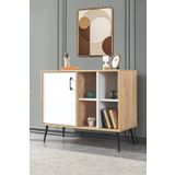 Evmo Home 4111 Şile Metal Ayaklı Metal Kulplu 100 Cm Konsol - Tv Ünitesi - Yemek Odası - Kahve Köşesi Beyaz