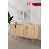 Evmo Home 4514 Sırma Konsol 150 Cm ( AHŞAP AYAKLI , METAL KULPLU ) , Safir , Salon , Oturma Odası , TV Ünitesi