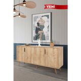 Evmo Home 4814 Sırma 180 Cm ( AHŞAP AYAKLI , METAL KULPLU ) Konsol , Safir , Oturma Odası , Salon
