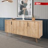 EVMO Home 4814 Sırma 180 cm Konsol ( Ahşap Ayaklı , Metal Kulplu ) , Safir , Salon - 180*44*82 - Safirmeşe