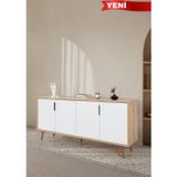 Evmo Home 4815 Sırma 180 Cm ( AHŞAP AYAKLI , METAL KULPLU ) Konsol , Safir - Beyaz , Oturma Odası , Salon