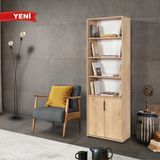 EVMO Home EVM Çok Amaçlı 2 Kapaklı 6 Bölmeli 5 Raflı Ofis Çalışma Odası Kitaplık Safir 8102 - Safir Meşe