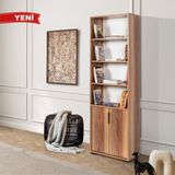 EVMO Home EVM Çok Amaçlı 2 Kapaklı 6 Bölmeli 5 Raflı Ofis Çalışma Odası Kitaplık Söğüt 8103 - Kahverengi