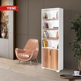 EVMO Home EVM Çok Amaçlı 2 Kapaklı 6 Bölmeli 5 Raflı Ofis Çalışma Odası Kitaplık Söğüt-Beyaz 8101 - Kahverengi - Beyaz
