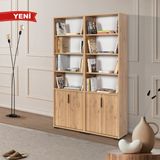 EVMO Home EVM Çok Amaçlı Geniş 4 Kapaklı 10 Raflı Ofis Çalışma Odası Kitaplık Sepet 8205 - Kahverengi