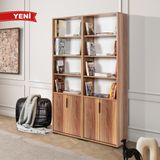 EVMO Home EVM Çok Amaçlı Geniş 4 Kapaklı 10 Raflı Ofis Çalışma Odası Kitaplık Söğüt 8203 - Kahverengi