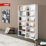 EVMO Home EVM Çok Amaçlı Geniş Kapaksız 10 Raflı Ofis Çalışma Odası Kitaplık Beyaz 8224