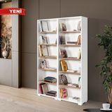 EVMO Home EVM Çok Amaçlı Geniş Kapaksız 10 Raflı Ofis Çalışma Odası Kitaplık Beyaz-Söğüt 8221