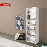 EVMO Home EVM Çok Amaçlı Kapaksız 6 Bölmeli 5 Raflı Ofis Çalışma Odası Kitaplık Beyaz 8124