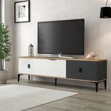 Evmo Home Neva TV Ünitesi 180 Cm 3 Kapaklı Sepet - Antrasit - Beyaz 3801