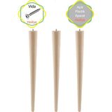 Evnalia 3 Adet Lüks 70 cm Ahşap Ham Masa Ayağı Çap: 4,2 cm Hobi Dıy (Vida ve Aparatlarıyla Birlikte) - Ahşap Rengi - Konik