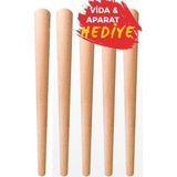 Evnalia 5 Adet Lüks 70 cm Ahşap Ham Masa Ayağı Çap: 4,2 cm Hobi Dıy (Vida ve Aparatlarıyla Birlikte) - Ahşap Rengi - Konik