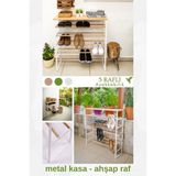 Evnalia 5 Raflı Metal Ayak Ahşap Raf Açık Kapaksız Ayakkabılık 28X90X9 Cm - Beyaz