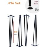 Evnalia 80 cm Petek Üstü Raf & Dresuar Ayağı Metal Profil Boru Firkete Ayak Yüksek Bar Masası - Pingolu - Siyah