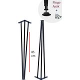 Evnalia 85 cm Pingolu Dresuar Ayağı Metal Profil Boru Ayak Kütük Yüksek Bar Masası Siyah (2 Adet)