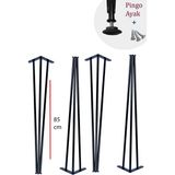 Evnalia 85 cm Siyah Metal Profil Boru Dresuar Ayağı Kütük Yüksek Bar Masası (4 Adet)