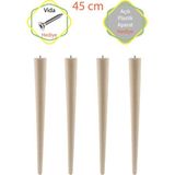 Evnalia Ahşap Ham Ayak 45 cm 4/'lü Set Kütük Masa Orta Sehpa Zigon Ayağı - Açık Kahve - Konik