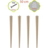 Evnalia Ahşap Ham Ayak 50 cm 4/'lü Set Kütük Masa Orta Sehpa Zigon Ayağı - konik - Ahşap Rengi