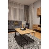 Evnalia Ahşap Orta Sehpa 60X90 Modern Metal Ayak Siyah Tam Çerçeve Çam Desen Salon Ofis Balkon Sehpası - Çam-Siyah