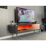 Evnesya Desing Tv Sehpası 170 cm Antrasit Full Şömineli