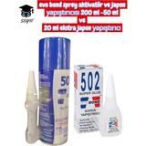 Evo Bond Sprey Aktivatör ve Japon Yapıştırıcısı 200 ml -50 ml ve 20 ml Ekstra Japon Yapıştırıcı