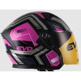Evo Elegant Güneş Vizörlü Şeffaf Cam + Çenesiz Yarım Açık Kask Mor - Siyah