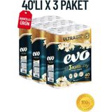 Evo Ultra Avantaj Paketi 3 Katlı Tuvalet Kağıdı 40'lı x 3 Paket (Toplam 120 Rulo) - Beyaz