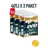 Evo Ultra Avantaj Paketi 3 Katlı Tuvalet Kağıdı 40'lı x 3 Paket (Toplam 120 Rulo)