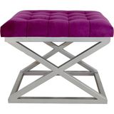 Evodeko 40x50 cm Gri Çapraz Ayaklı Fuşya Puf