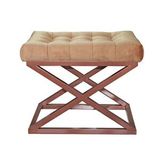 Evodeko Bakır Çapraz Ayaklı Sarı Puf