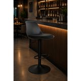 EVOFİSDUNYASİ Vegas Siyah Ayaklı Bar Sandalyesi Amortisörlü 360° Döner Modern Mutfak & Bar Taburesi