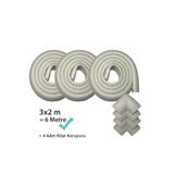 Evokids Ekstra Kalın Köşe Kenar Koruyucu (6 Metre Kenar + 4 Adet Köşe) Gri Kauçuk Masa Kenar Köşe Koruyucu