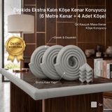 Evokids Ekstra Kalın Köşe Kenar Koruyucu (6 Metre Kenar + 4 Adet Köşe) Gri Kauçuk Masa Kenar Köşe Koruyucu