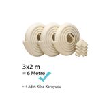 Evokids Ekstra Kalın Köşe Koruyucu (6 Metre Kenar + 4 Adet Köşe) Krem Kauçuk Kenar Koruyucu